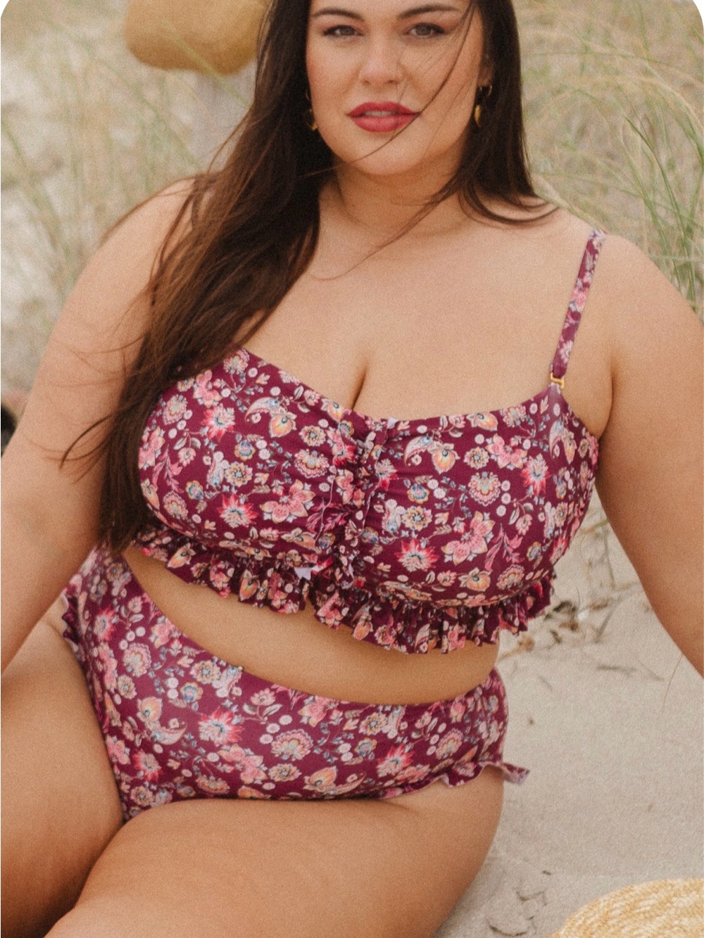 Ivy City Co Floral Ruffle Bikini Top Stephanie Floral